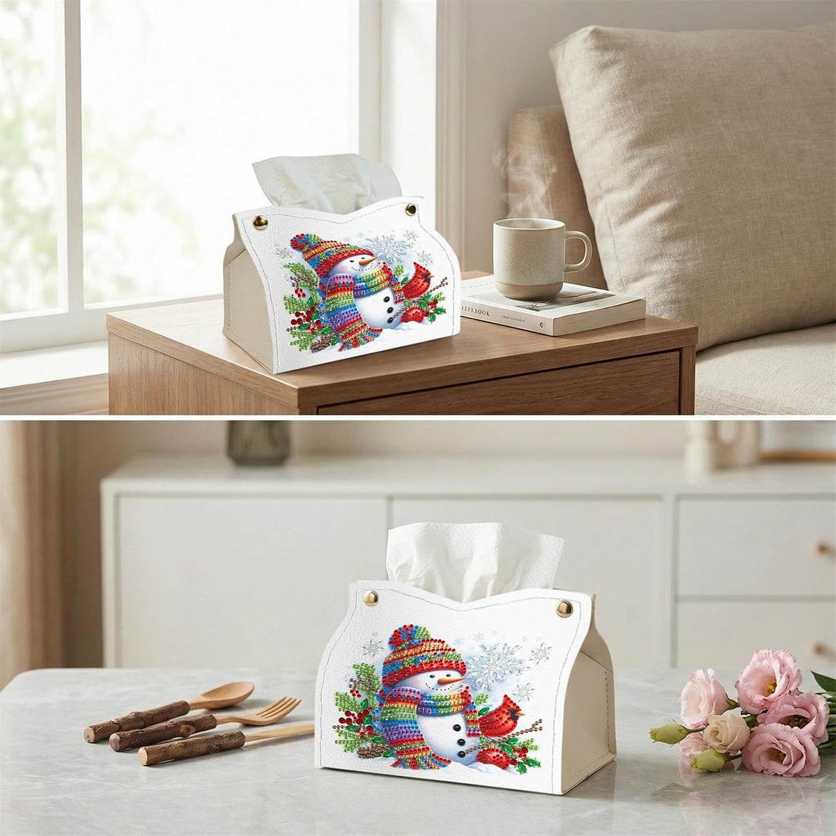DoxQcs DIY Diamond Art Painting PU Leather Tissue Box Cover Holder