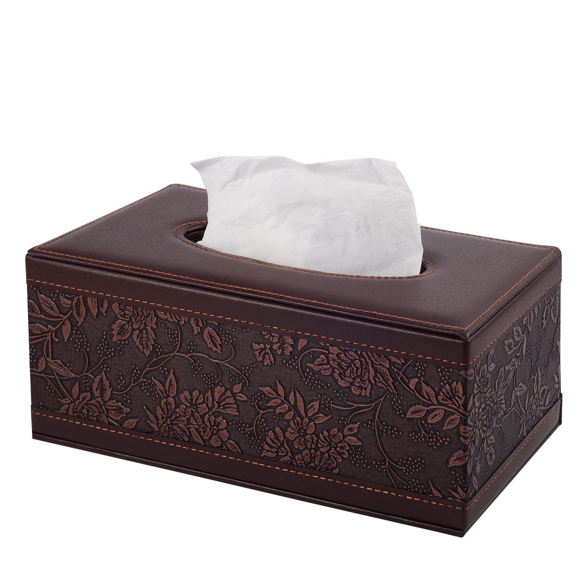 Tissue Box Cover Square,Modern Leather Tissue Box Holder for Napkin Facial Paper Organizer Bottom with Magnet Reinforcement for Home/Hotel/Restaurant/Office/car/Living Room(Retro)