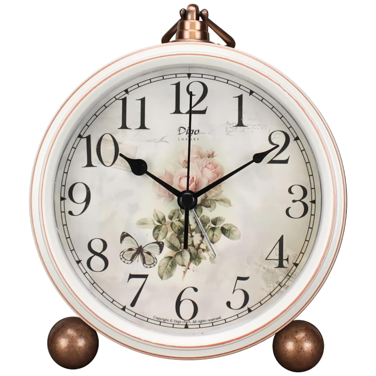 Maxspace 5.2in Desk Clock, Retro Silent Analog Clock Non-Ticking & Battery Operated with Quartz Movement,Clock Decor for Bedroom Living Room
