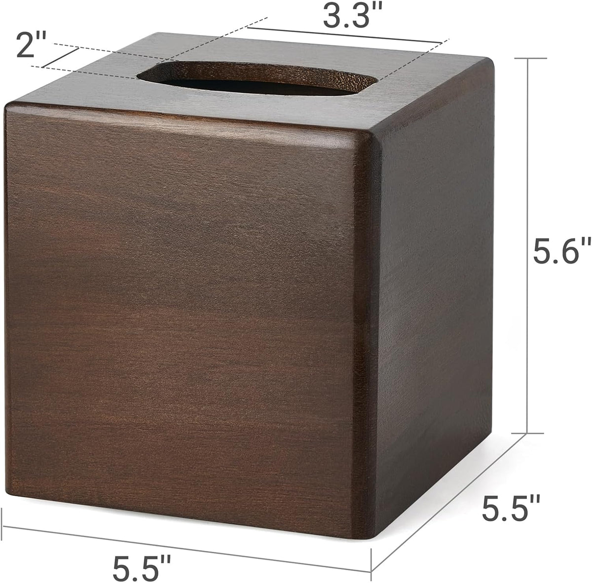 Mkono Tissue Box Cover Square, Rustic Wood Open-Bottom Holder, Dark Brown