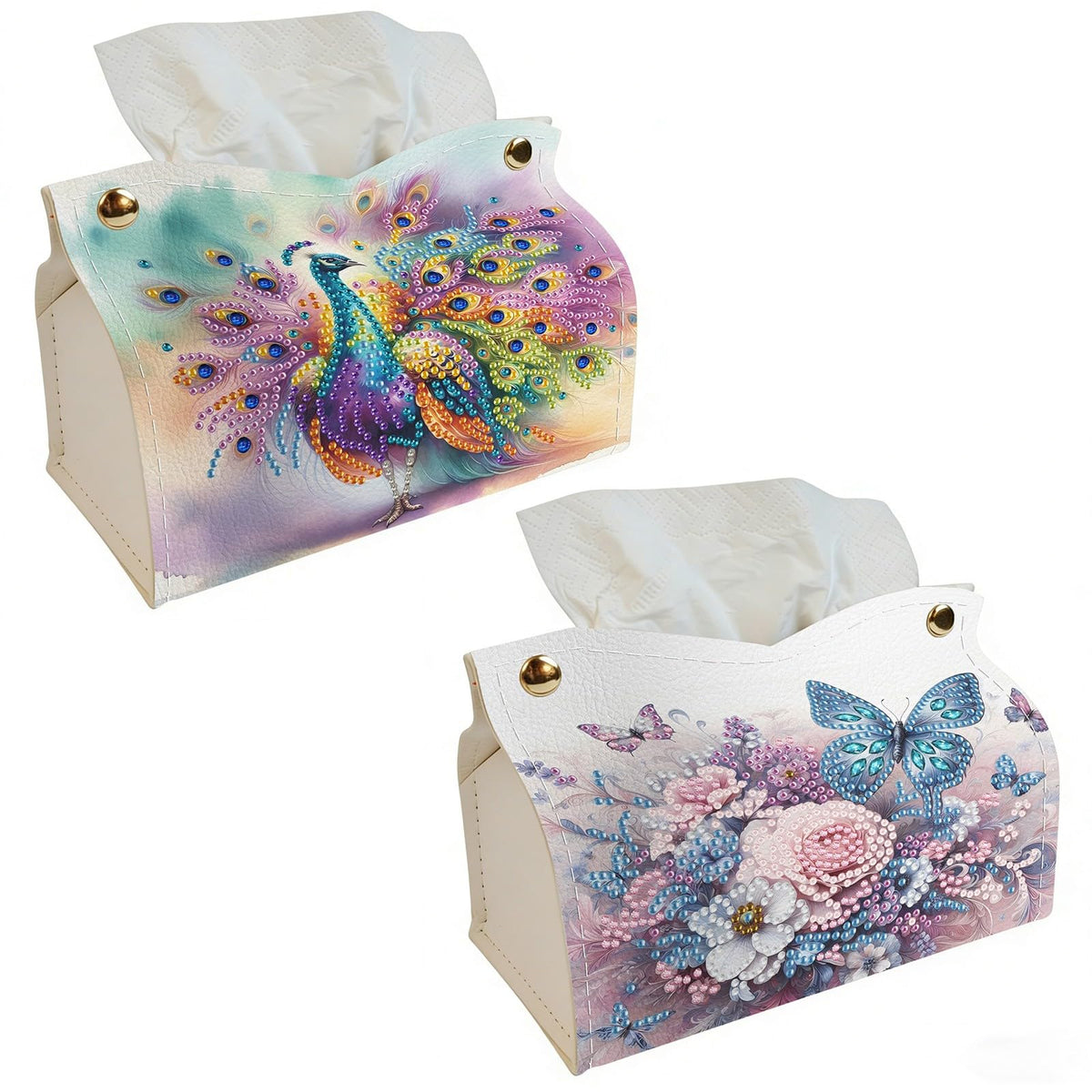 DoxQcs DIY Diamond Art Painting PU Leather Tissue Box Cover Holder