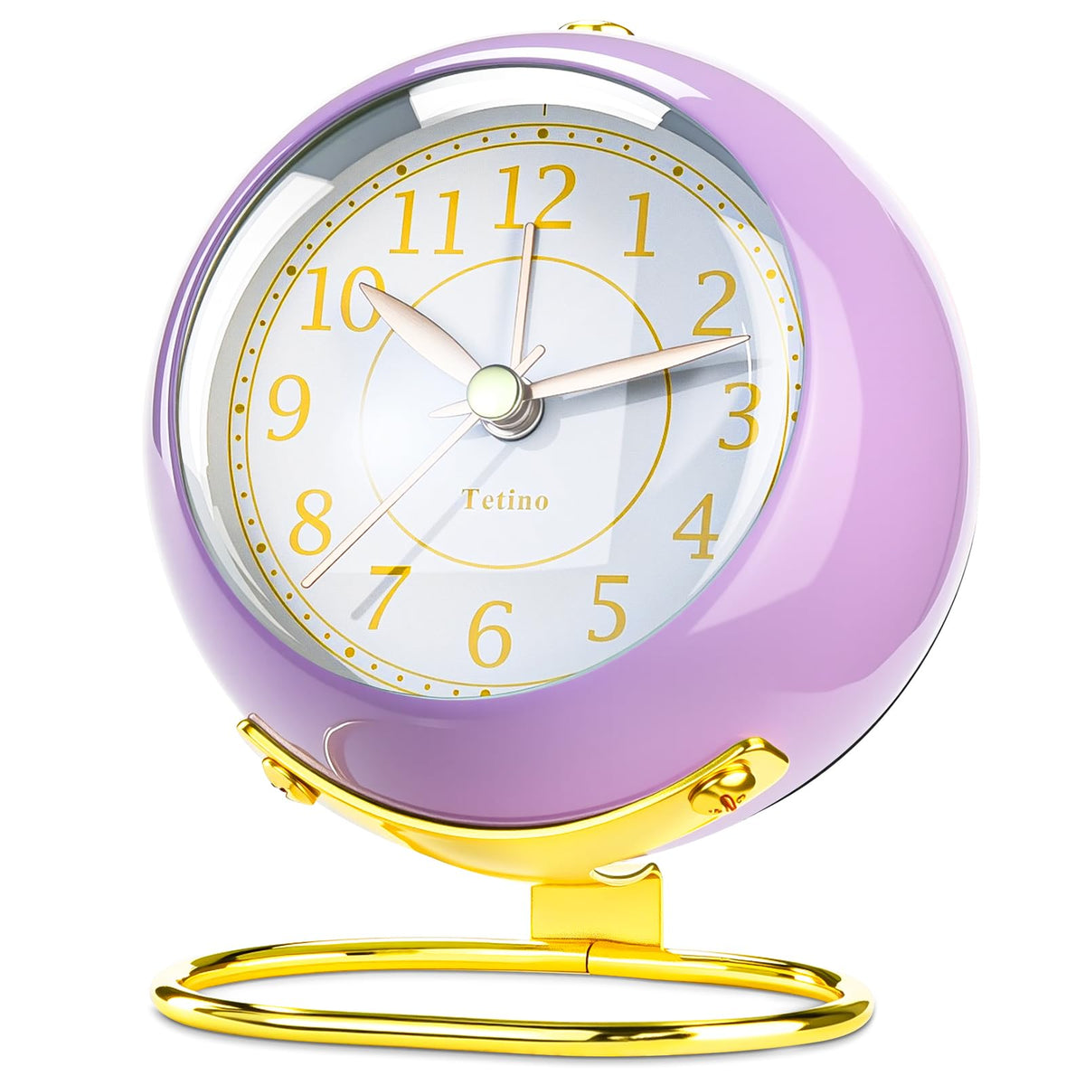 Tetino Analog Alarm Clocks,Retro Backlight Cute Simple Design Small Desk Clock with Night Light,Silent Non-Ticking,Battery Powered,for Decor,Bedrooms,Travel,Kitchen,Bedside Desktop.(White)