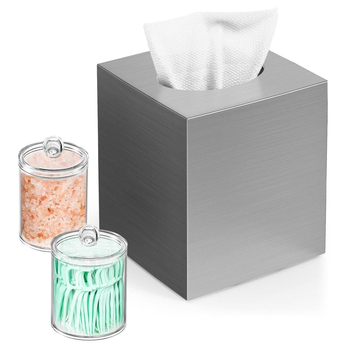 Tissue Box Cover, Square Plastic Tissue Holder with Non-Slip Base, White