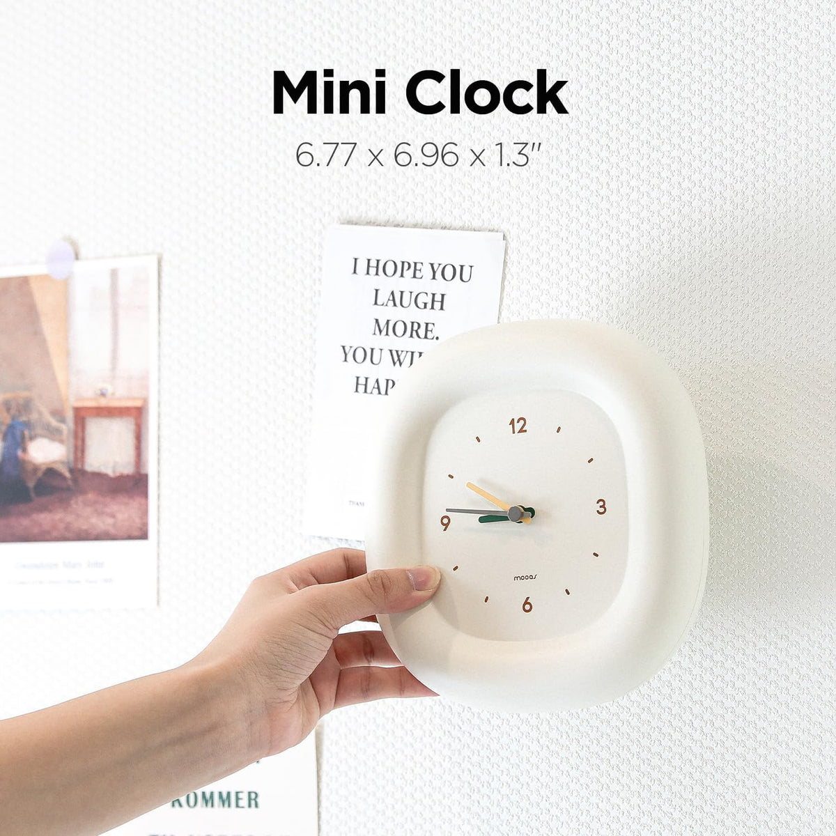 mooas Cute Mini Analog Marshmallow Clock 6.9 Inch Battery Operated (Yellow)