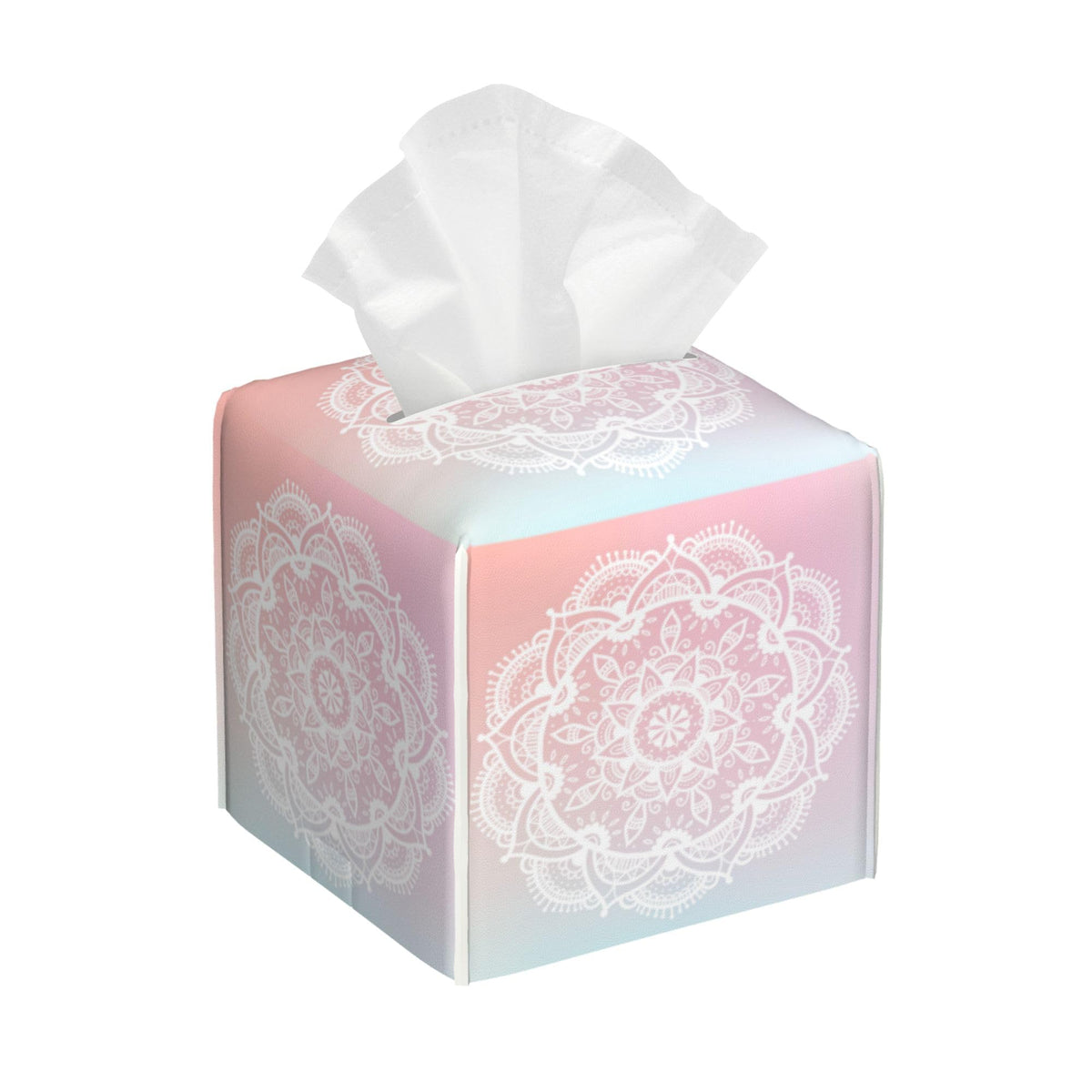Eucalyptus Leaves and Flowers Tissue Box Cover Square,Watercolor Green Leaves Branches Tissue Box Holder Waterproof Leather Facial Paper Organizer Dispenser for Bathroom Home Car Nightstand Vanity