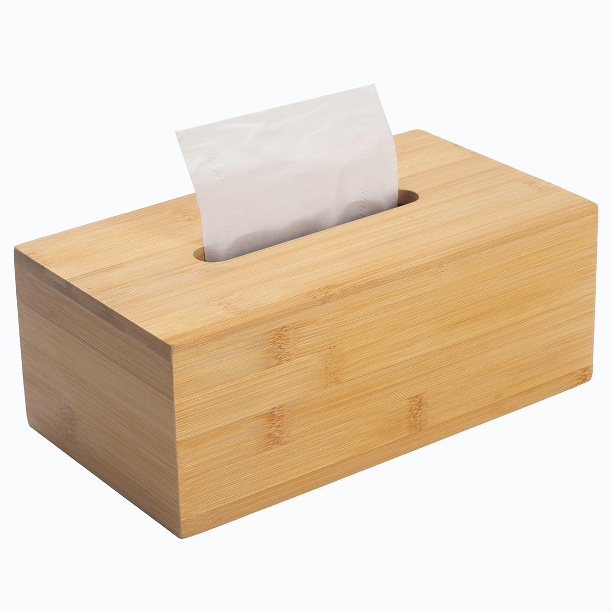 Bamboo Tissue Box Cover, Square Wood Tissue Box Holder, Wooden Facial Paper Holder for Bathroom, Bedroom, Dinner Table, Office (Square - 1 Pack)