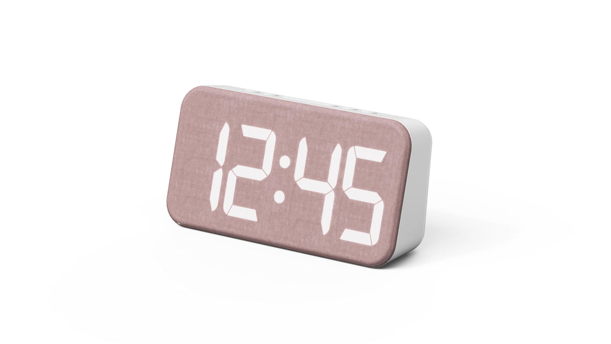 mooas Cosy Fabric LED Desk Clock, Digital Alarm Clock (Ash Pink)