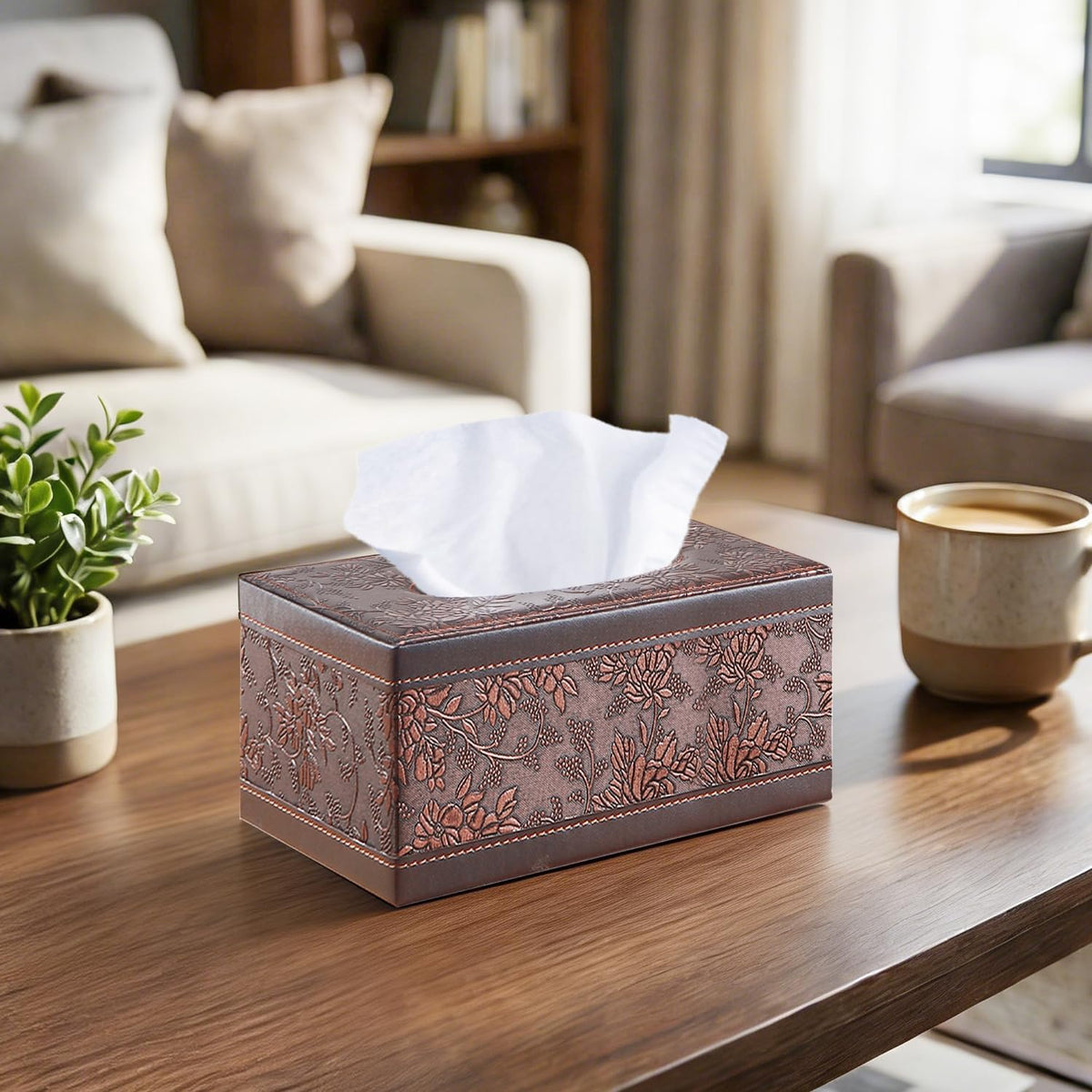 Retro Tissue Box Cover Rectangle,Aesthetic Facial Tissue Cube Box Holder