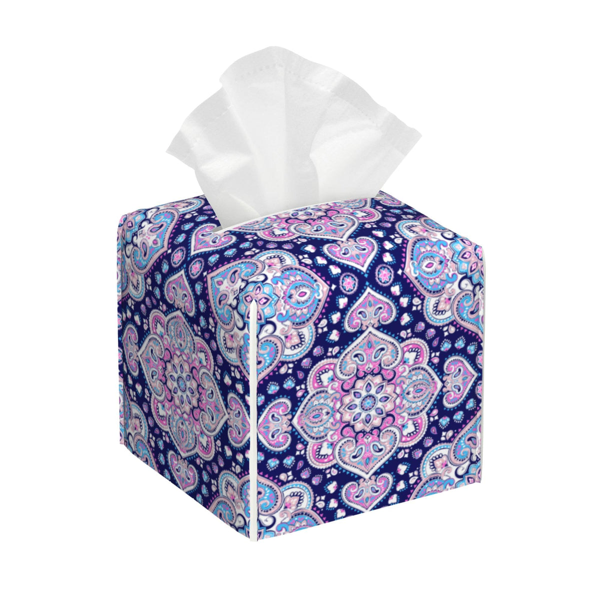 Eucalyptus Leaves and Flowers Tissue Box Cover Square,Watercolor Green Leaves Branches Tissue Box Holder Waterproof Leather Facial Paper Organizer Dispenser for Bathroom Home Car Nightstand Vanity