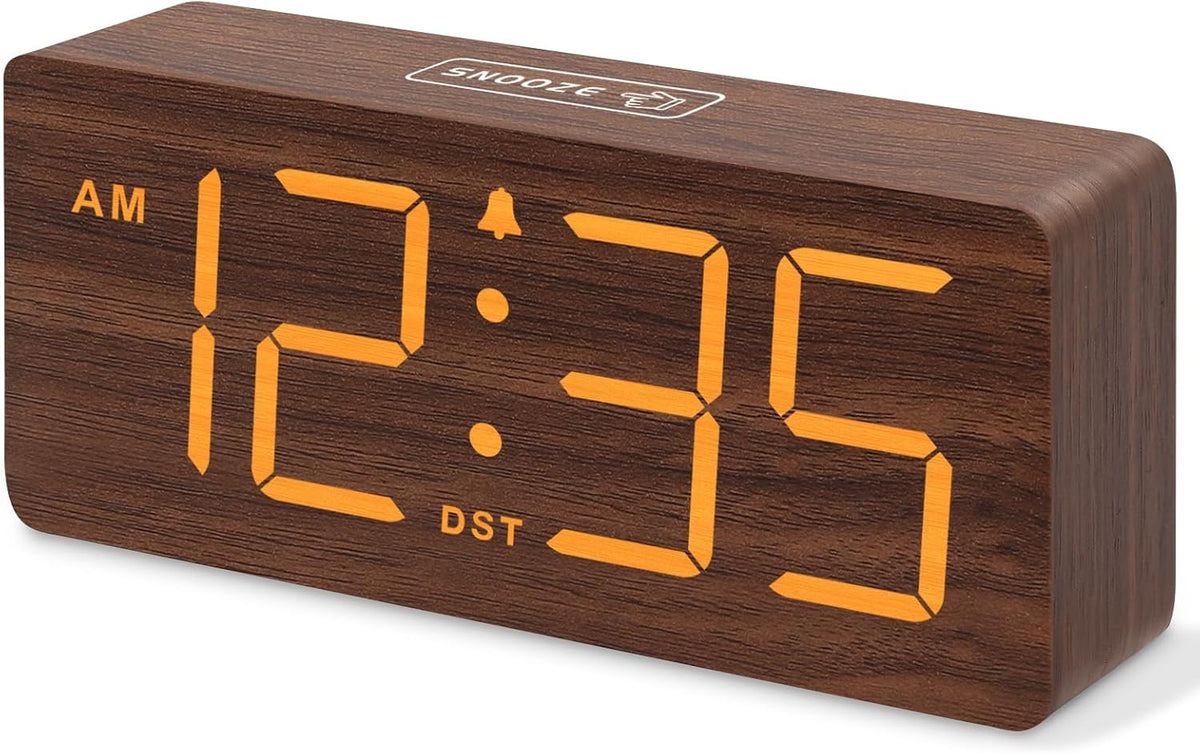 DreamSky Wooden Digital Alarm Clock for Bedroom with Large Numbers