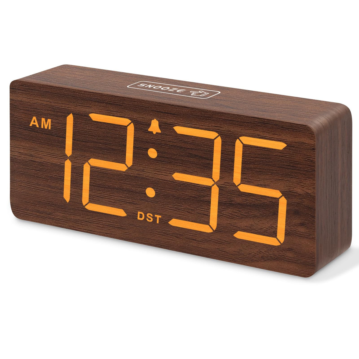 DreamSky Wooden Digital Alarm Clock for Bedroom with Large Numbers