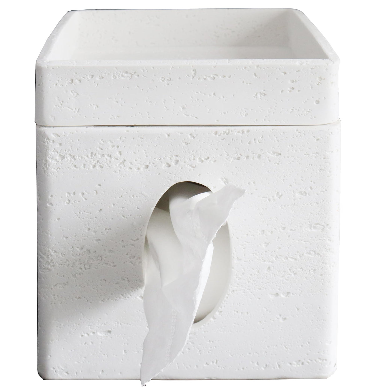 Hymmah Tray Tissue Box Cover Holder Unique Cube Design Tissue Dispenser Cover Decor for Vanity Counter Tops Also Great for Bedroom and Living Room White