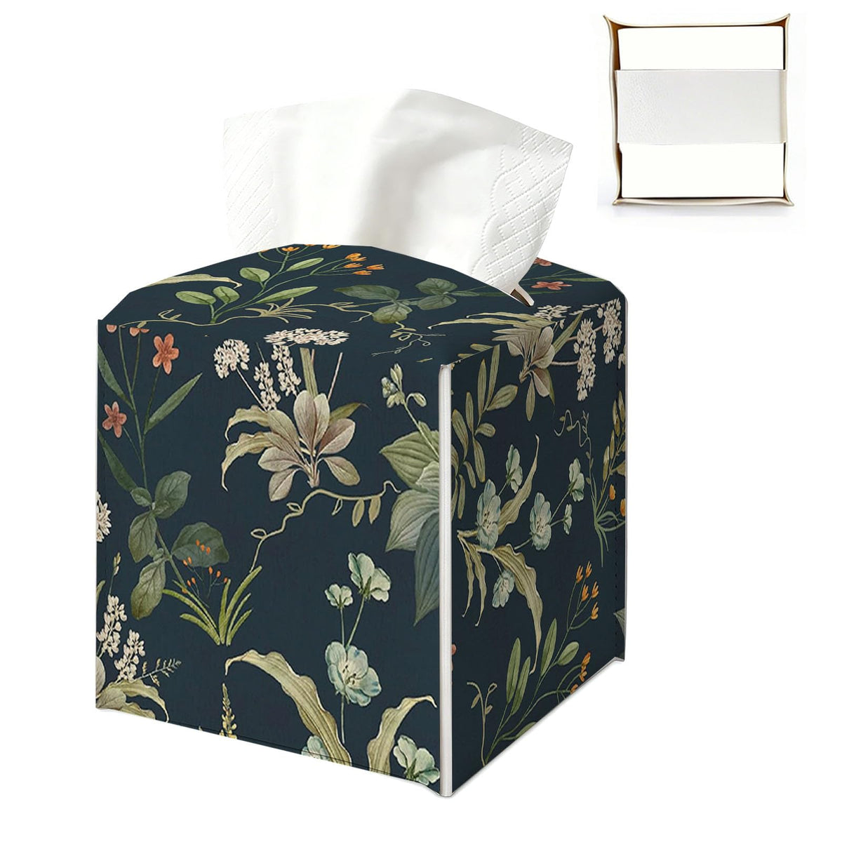 UTELKA Blue and White Hydrangea Square Tissue Box Cover 5.4x5.4x5.3 in