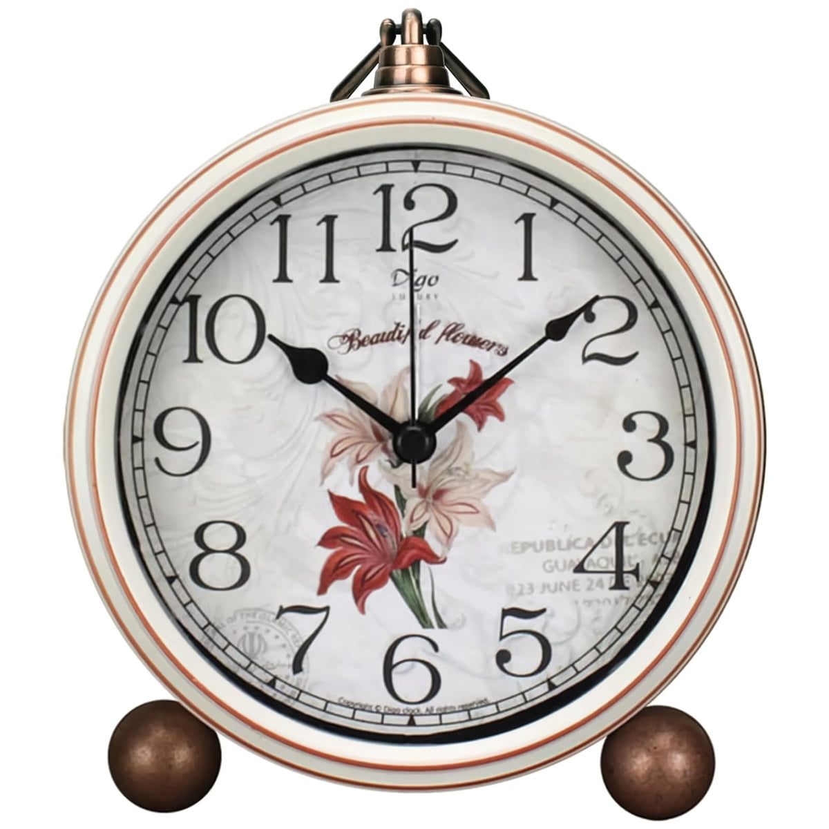 Maxspace 5.2in Desk Clock, Retro Silent Analog Clock Non-Ticking & Battery Operated with Quartz Movement,Clock Decor for Bedroom Living Room