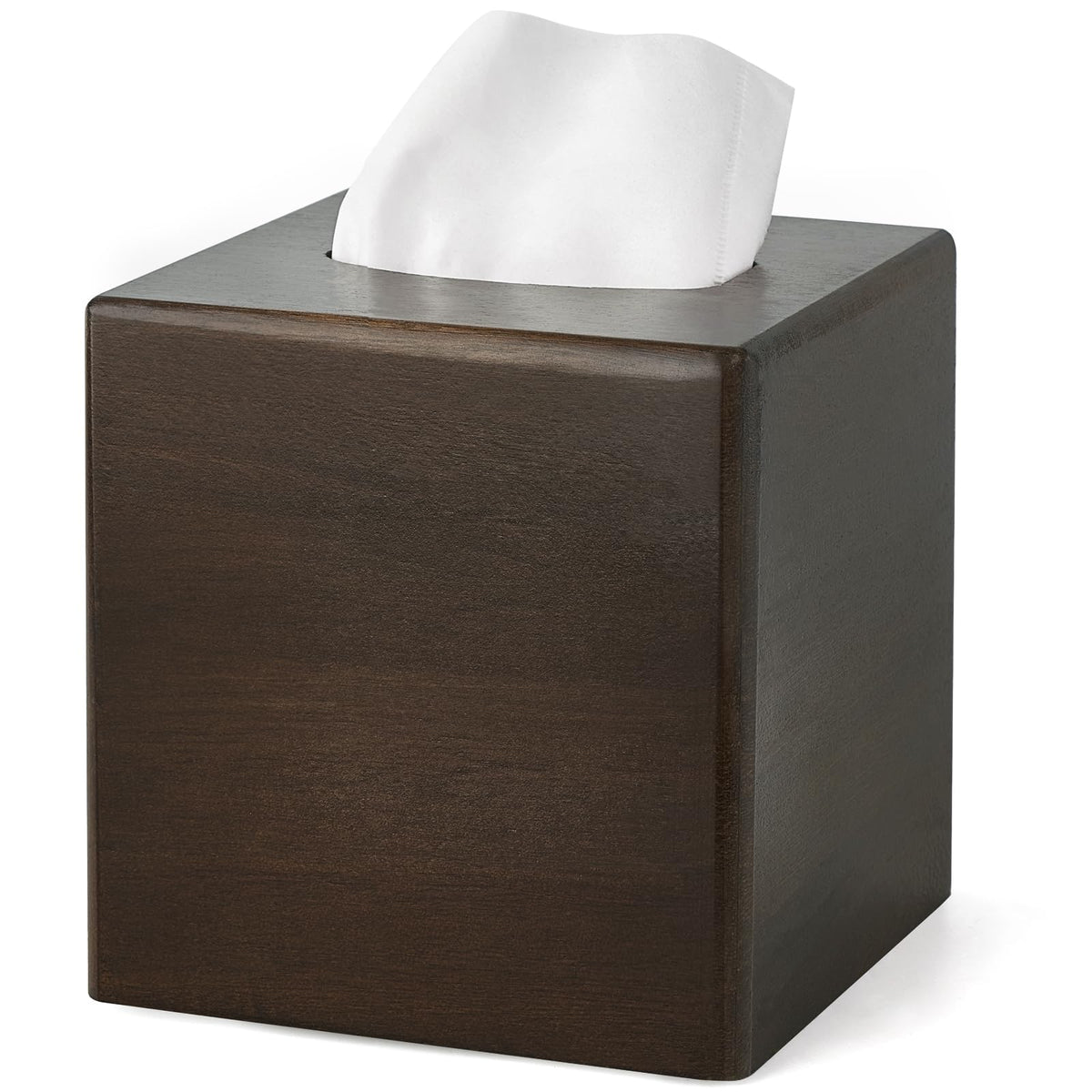 Mkono Tissue Box Cover Square, Rustic Wood Open-Bottom Holder, Dark Brown