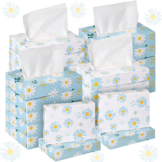 Yinder 24 Pcs Small Tissue Cube Box 960 Sheets for Classroom, Fresh Daisy