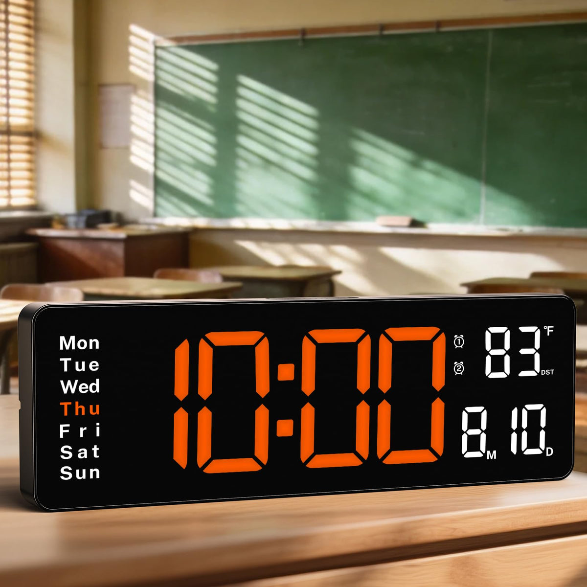 Digital Clock Large Display, 16" Large Digital Wall Clock for Classroom, Led Big Wall Clocks with Remote Control,Date,Week,Alarm,Temp,Night Light for Bedroom,Living Room,Gym,Office