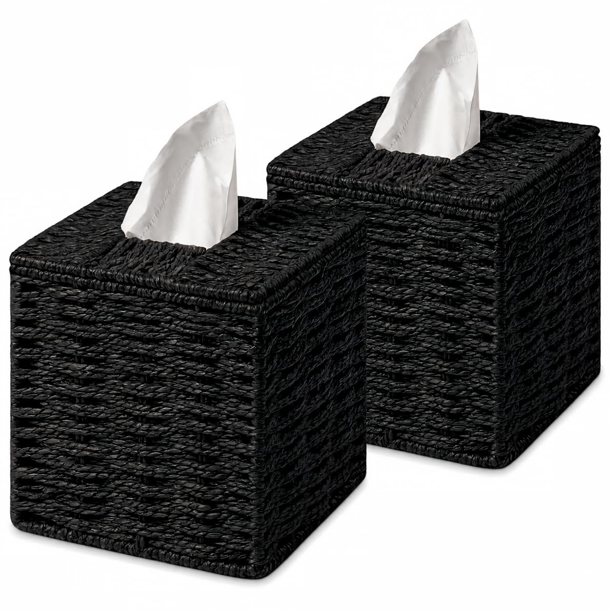 Sage Green Tissue Box Cover, Hand Woven Square Tissue Box Holder