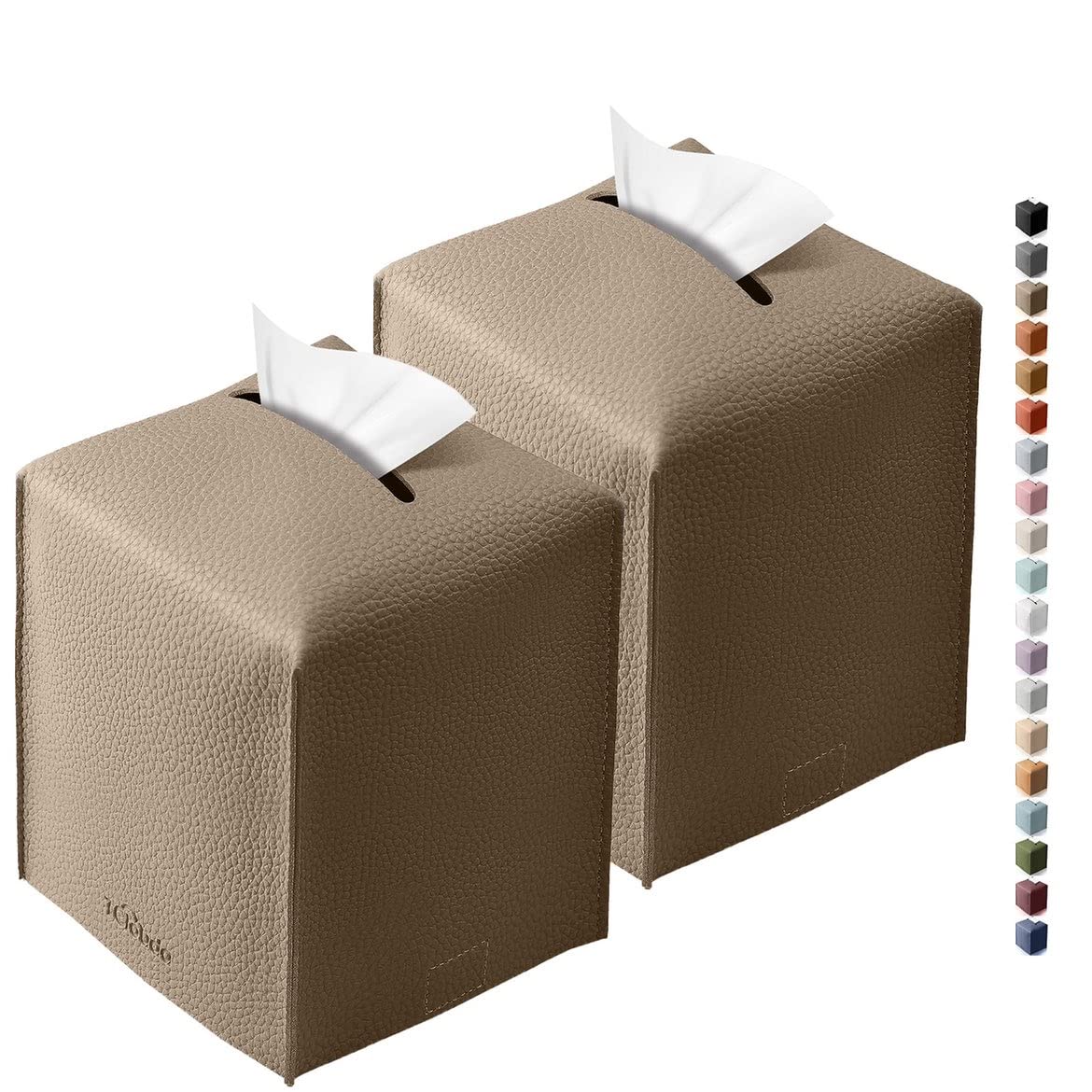 Tissue Box Cover for PU Leather, Modern Simple Solid Color Holder Square Tissue Bag, Ideal for Bathrooms,Office,Car,Outdoor Tent,Dining Table,5"X5"X5", Single Cocoa Brown