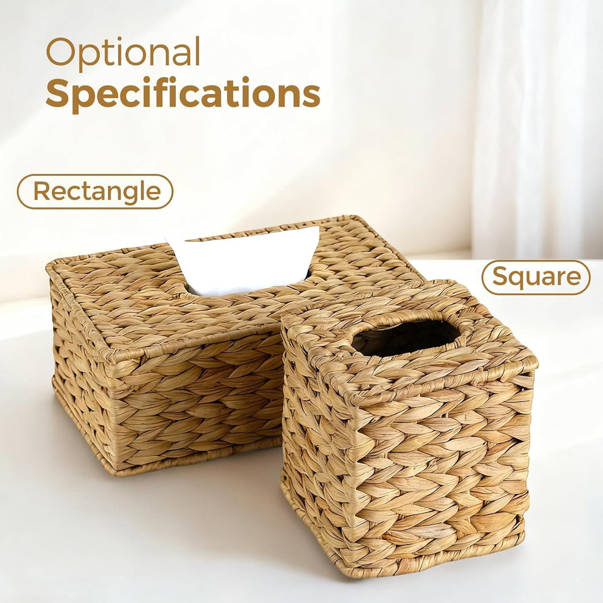Wicker Tissue Box Cover, Rattan Tissue Box Holder Square
