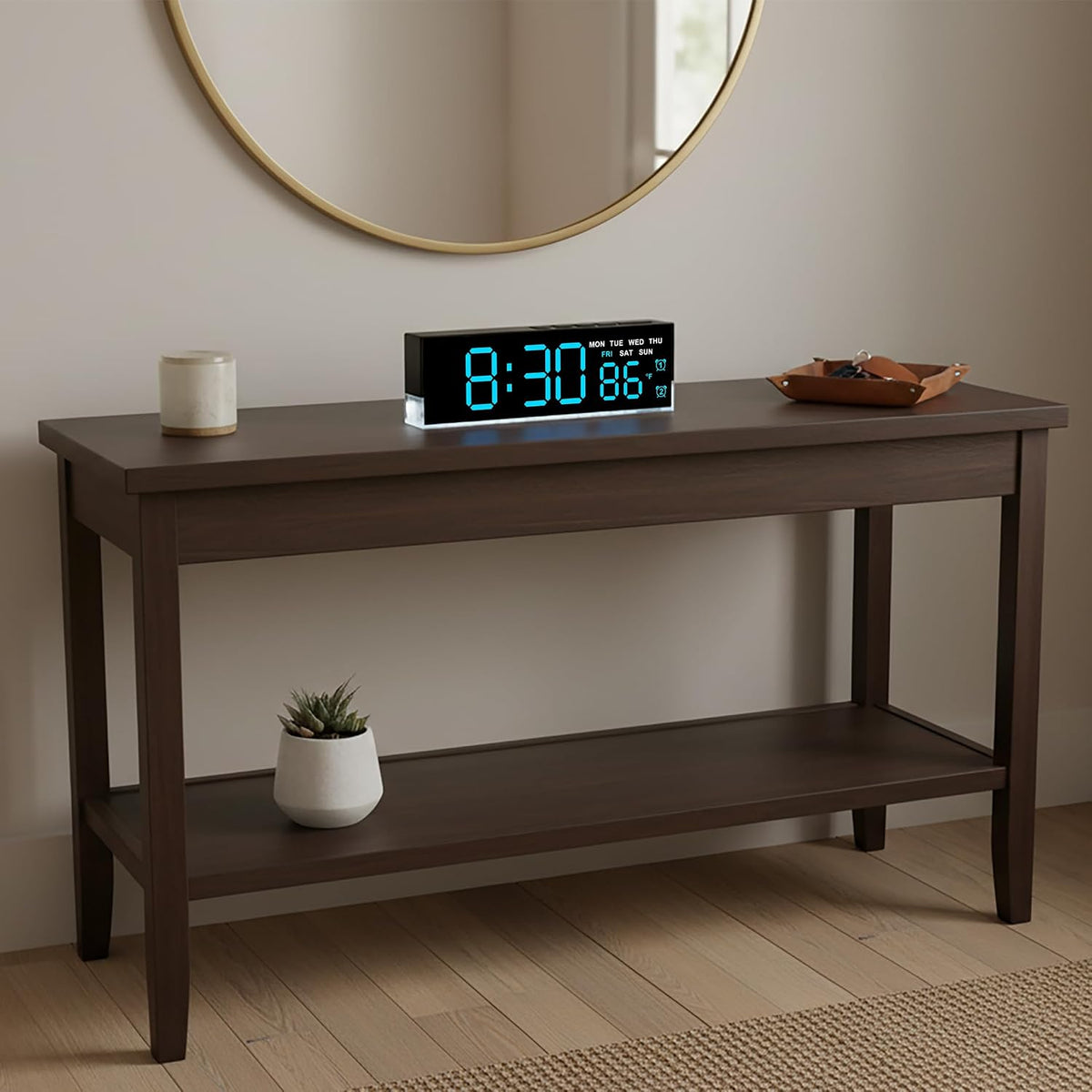 7 Inch LED Digital Alarm Clock with Dual Alarms&Soft Bottom Light,Blue
