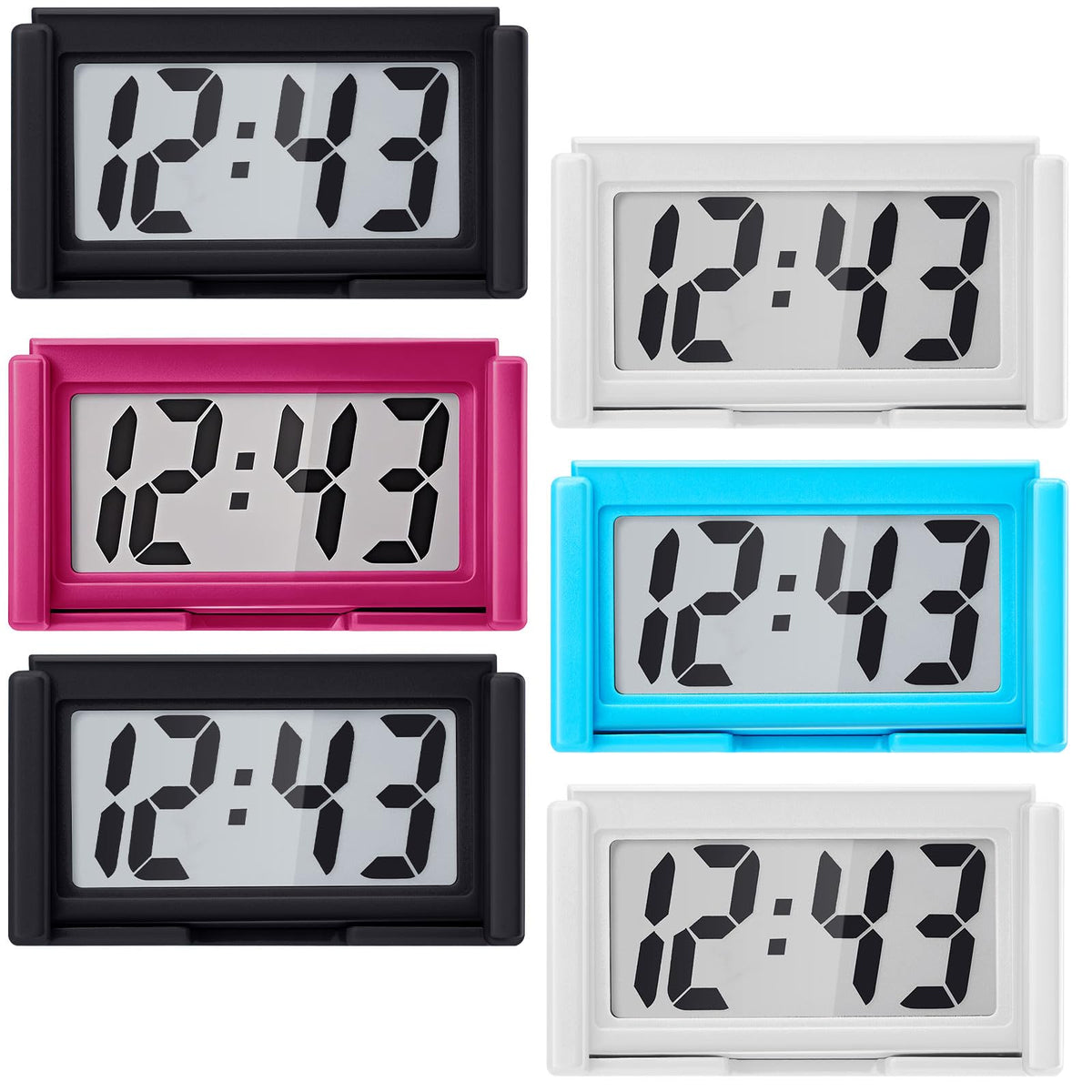 Frienda 3 Pieces Mini Small Digital Clock Stick On,Black