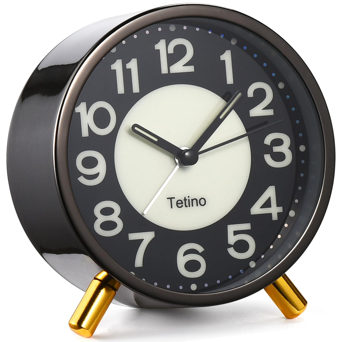 Tetino Analog Alarm Clocks,Retro Metal Desk Silent Non Ticking Small Clock with Night Light,Battery Operated,Simple Design,for Bedrooms, Bedside,Office,Home Décor (Green)