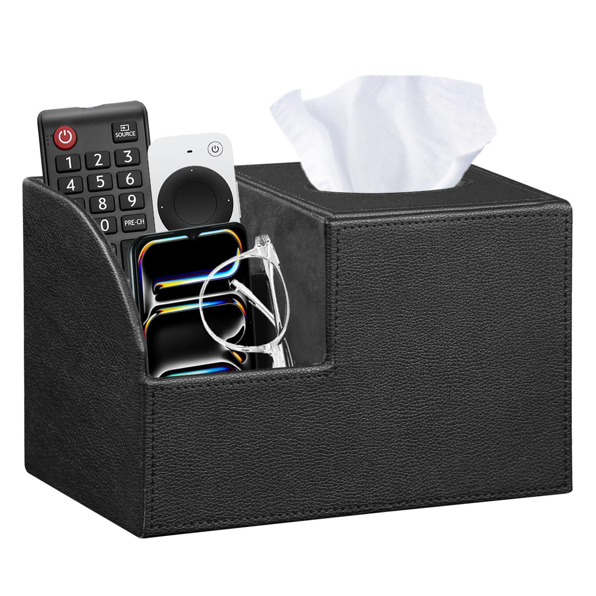 PU Leather Square Tissue Box Cover - Multi-Functional Tissue Box Holder