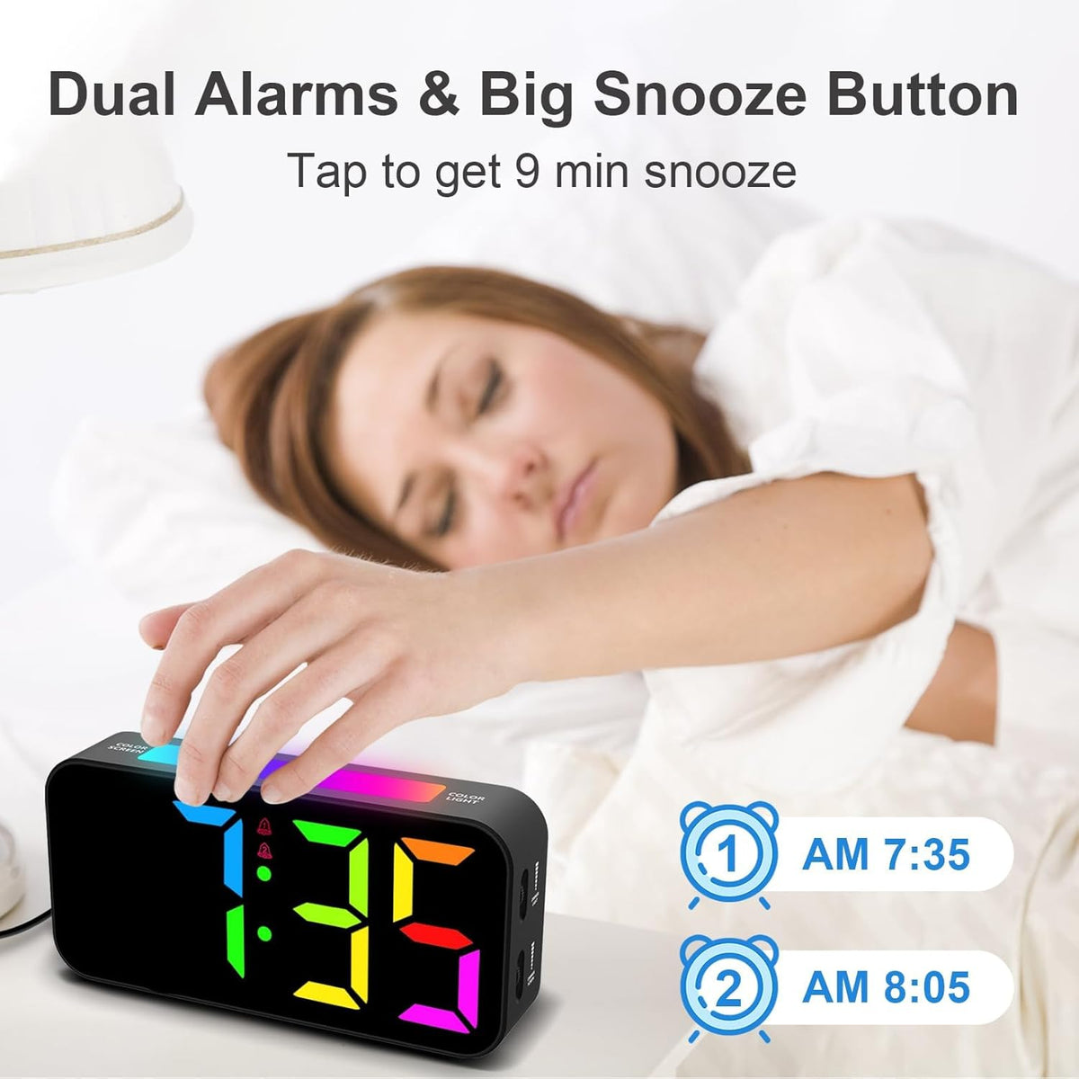 Topski Loud Alarm Clocks for Bedrooms Heavy Sleepers, Digital Bedside Clock