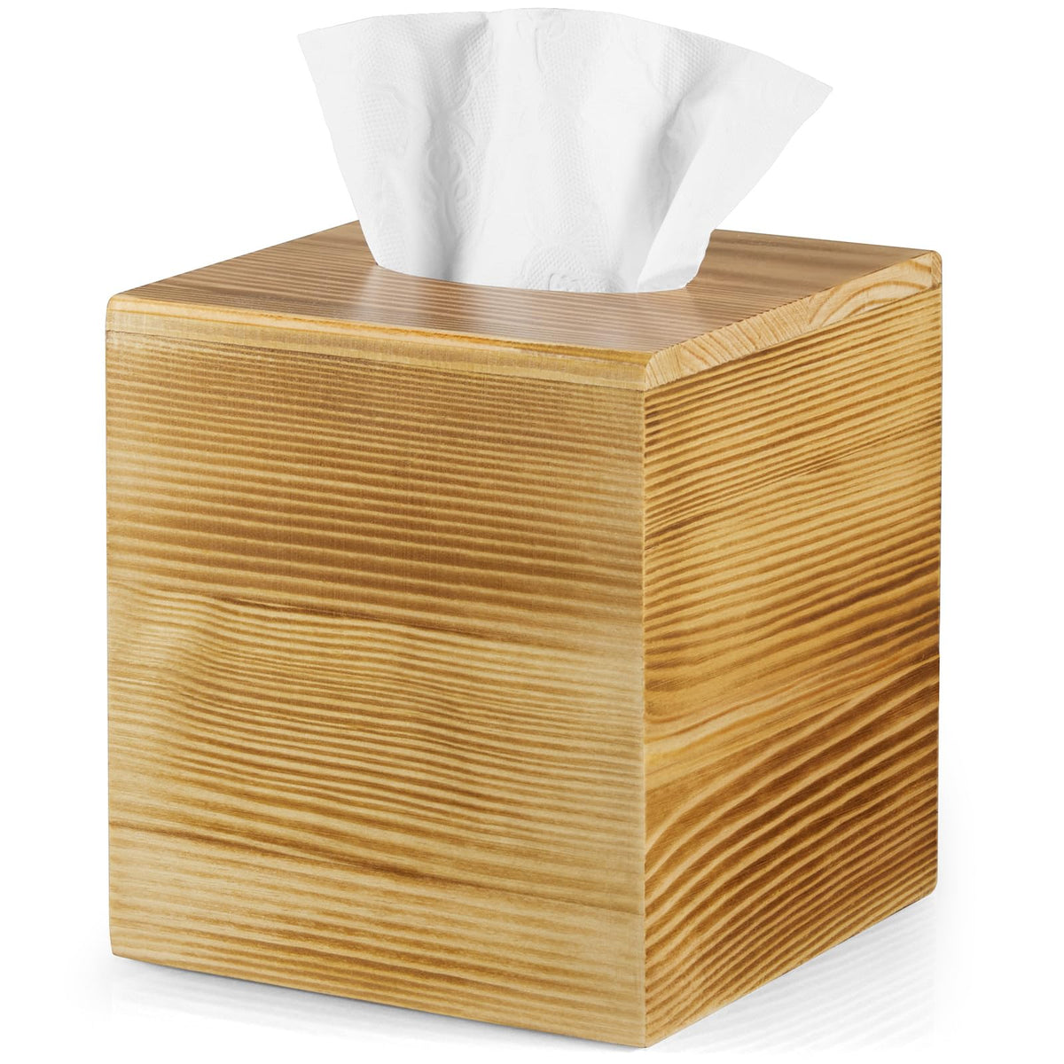 ALELION Tissue Box Cover Square - Acacia Wood Tissue Box Holder for Tabletop Night Stands Bathroom Office - Decorative Facial Cube Tissue Box Cover for Modern Farmhouse Decor