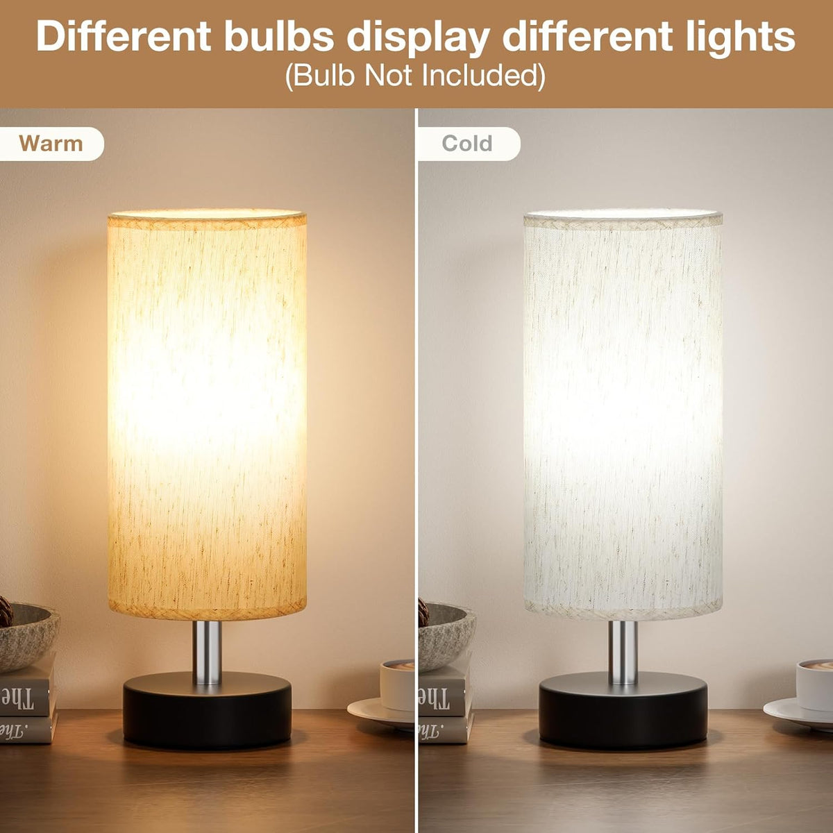 PartageiZ Small Table Lamp for Bedroom - Bedside Lamps for Night Stands