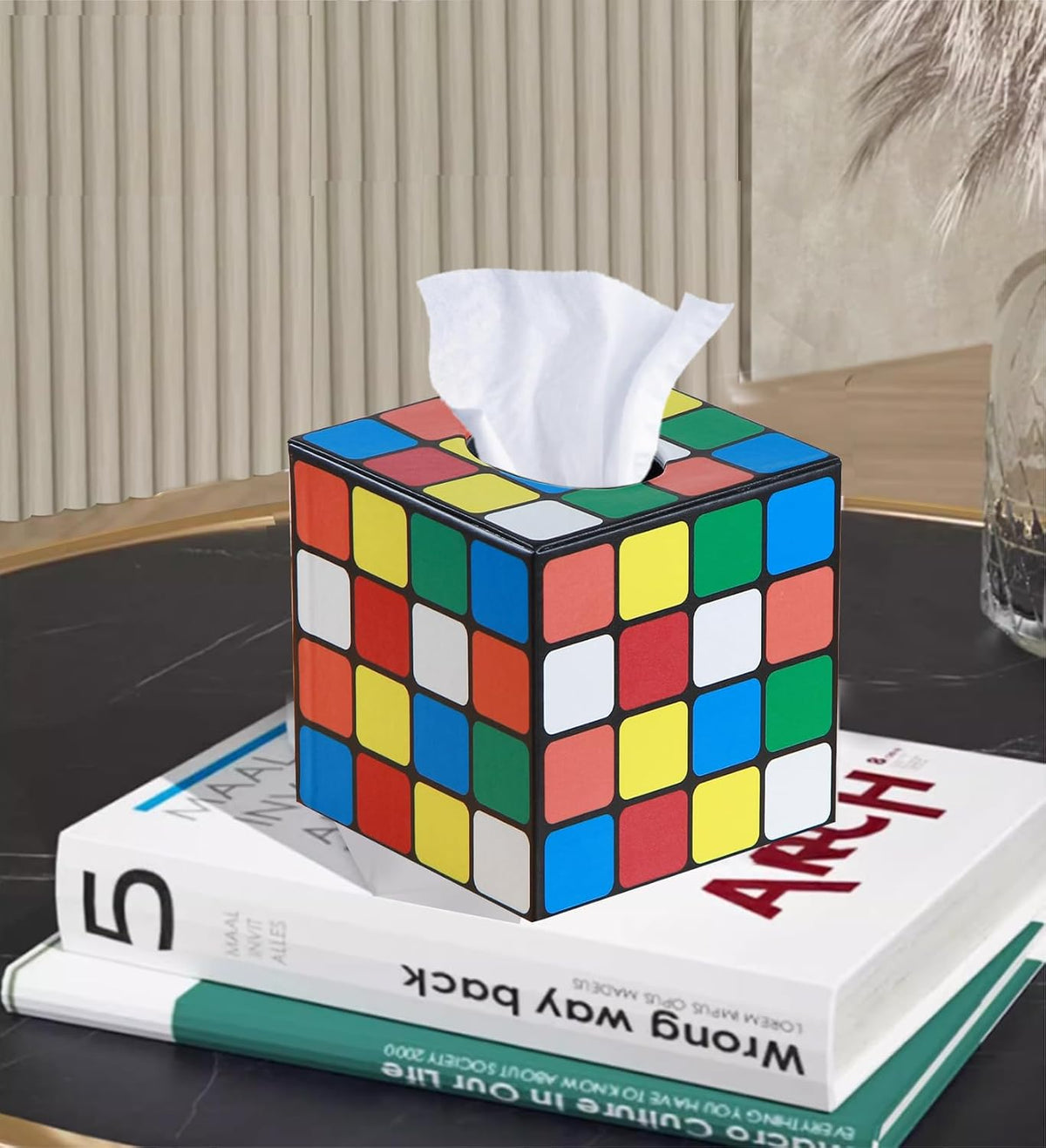 PU Leather Tissue Box Cover Square, Aesthetic Facial Tissue Cube Box Holder