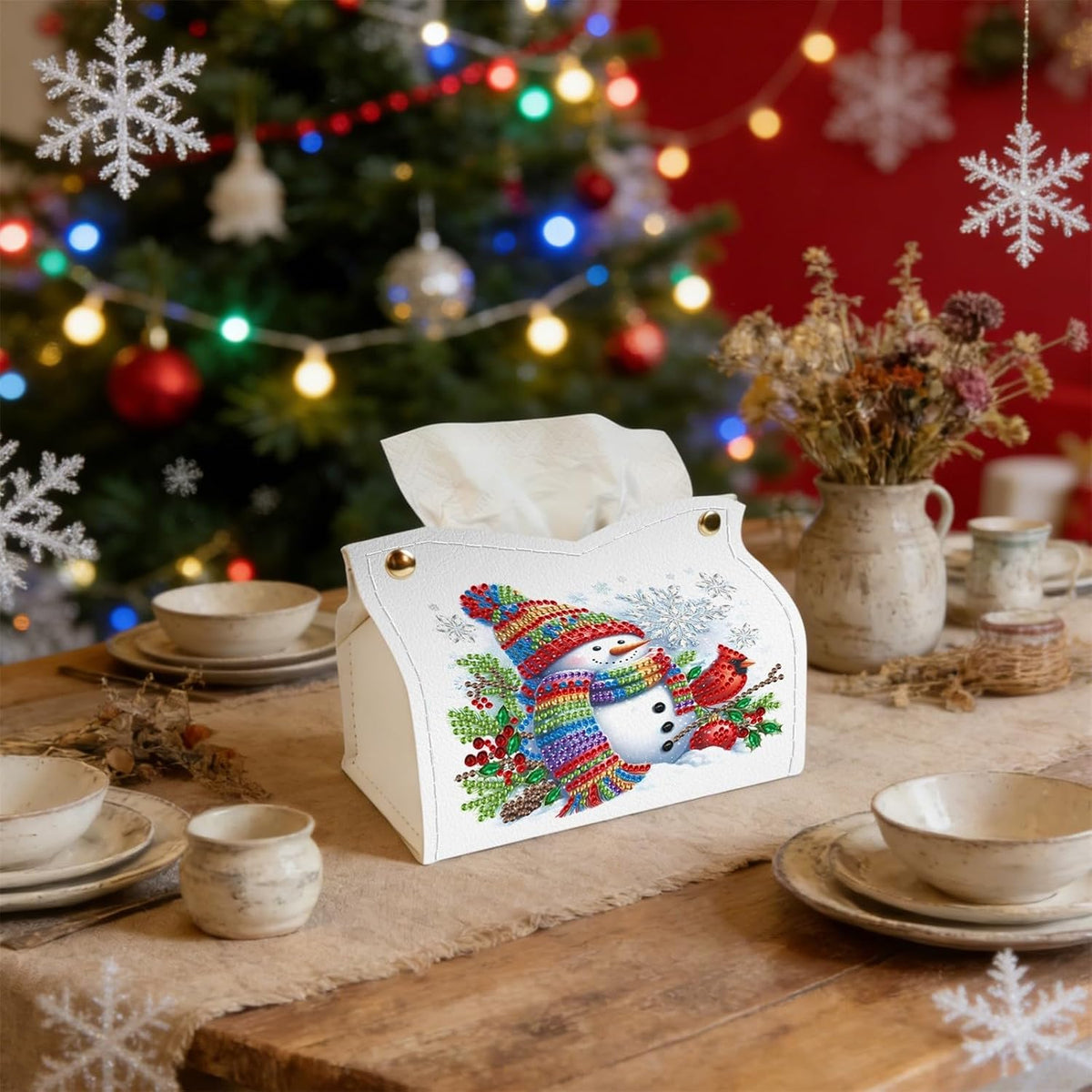 DoxQcs DIY Diamond Art Painting PU Leather Tissue Box Cover Holder