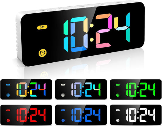 HODIK Alarm Clock for Kids -Digital Clock with 7 Color, 4 Dimmable Backlight & 3 Adjustable Volumes, 12/24 Hour, Snooze, Small Clocks for Classroom Bedroom