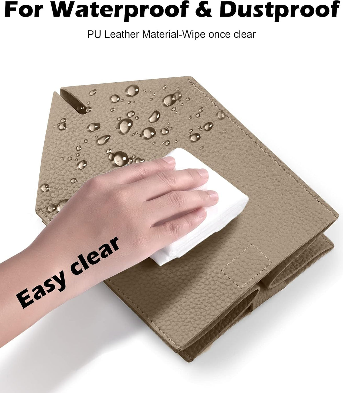 Tissue Box Cover for PU Leather, Modern Simple Solid Color Holder Square Tissue Bag, Ideal for Bathrooms,Office,Car,Outdoor Tent,Dining Table,5"X5"X5", Single Cocoa Brown