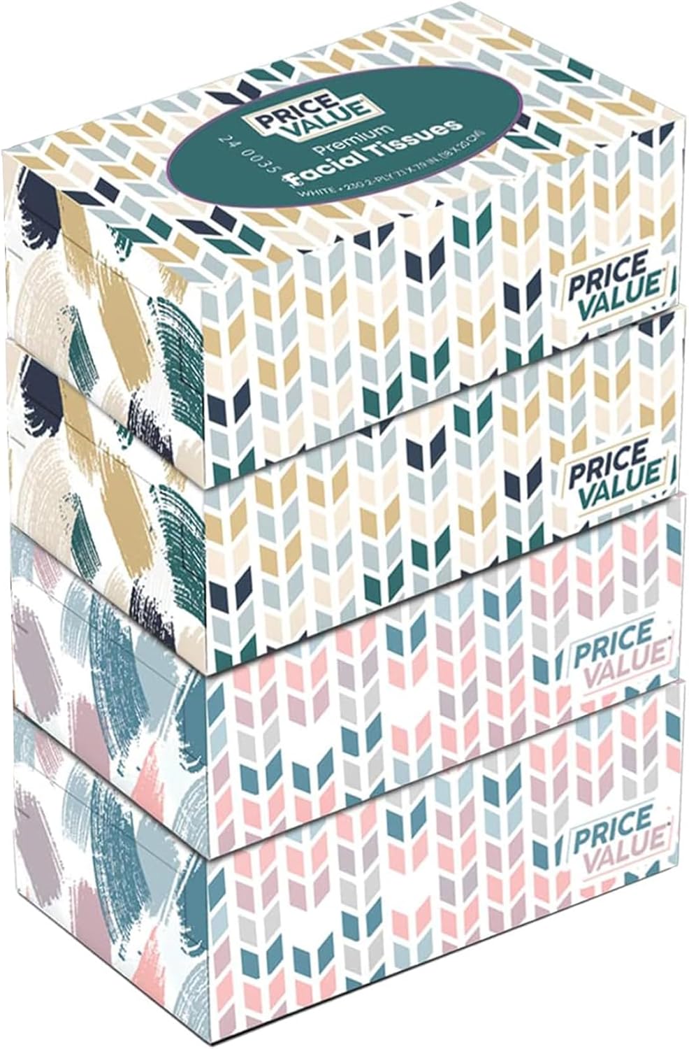 Price Value Facial Tissues Cube Boxes, Soft 2-Ply, 230 Sheets, 4 Pack
