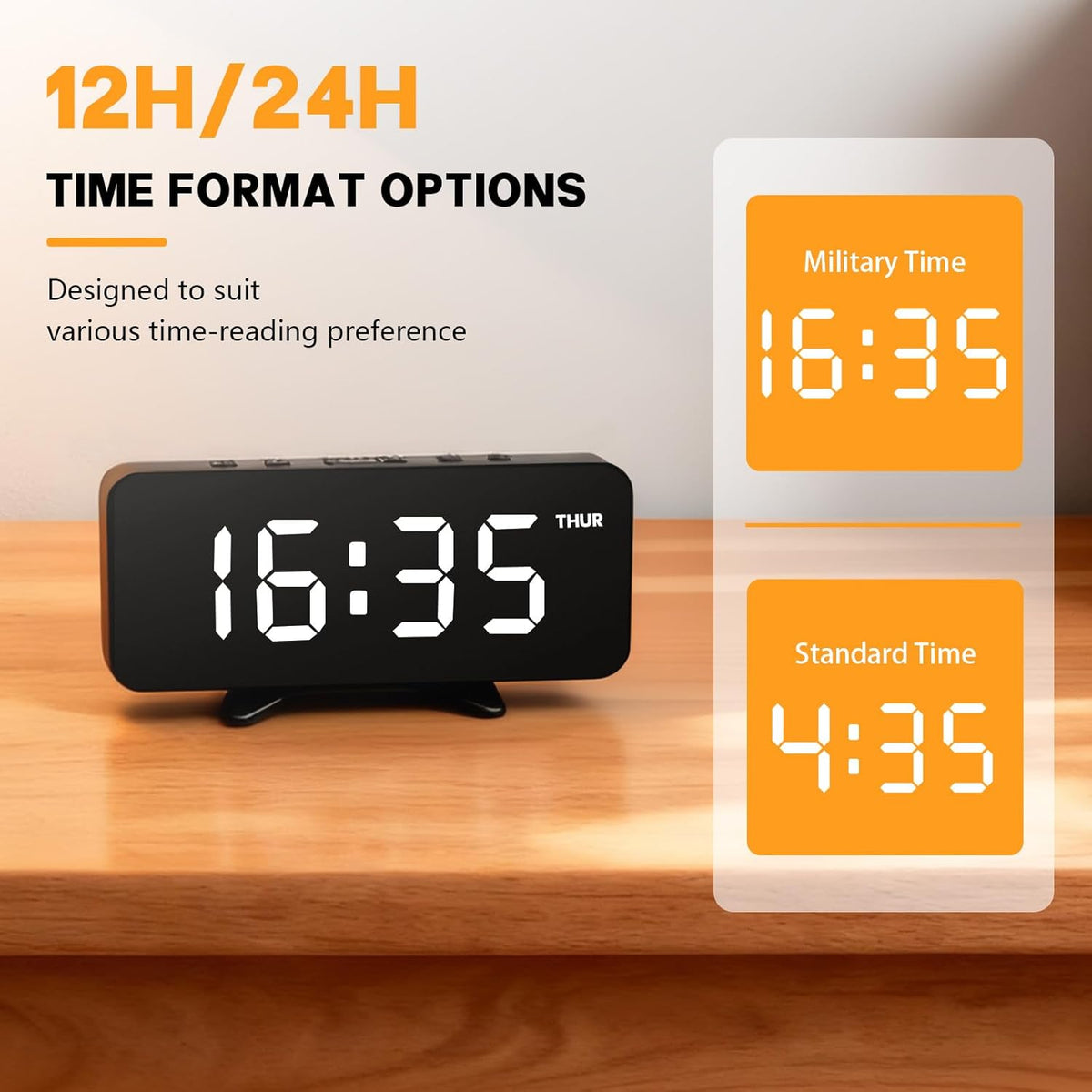 Digital Alarm Clock for Bedroom Dimmable Dual Desk Clock for Heavy Sleepers