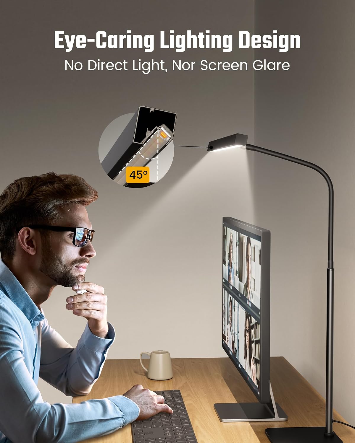 SUPERDANNY LED Desk Lamp for Home Office, Eye-Caring Desk Light with Base