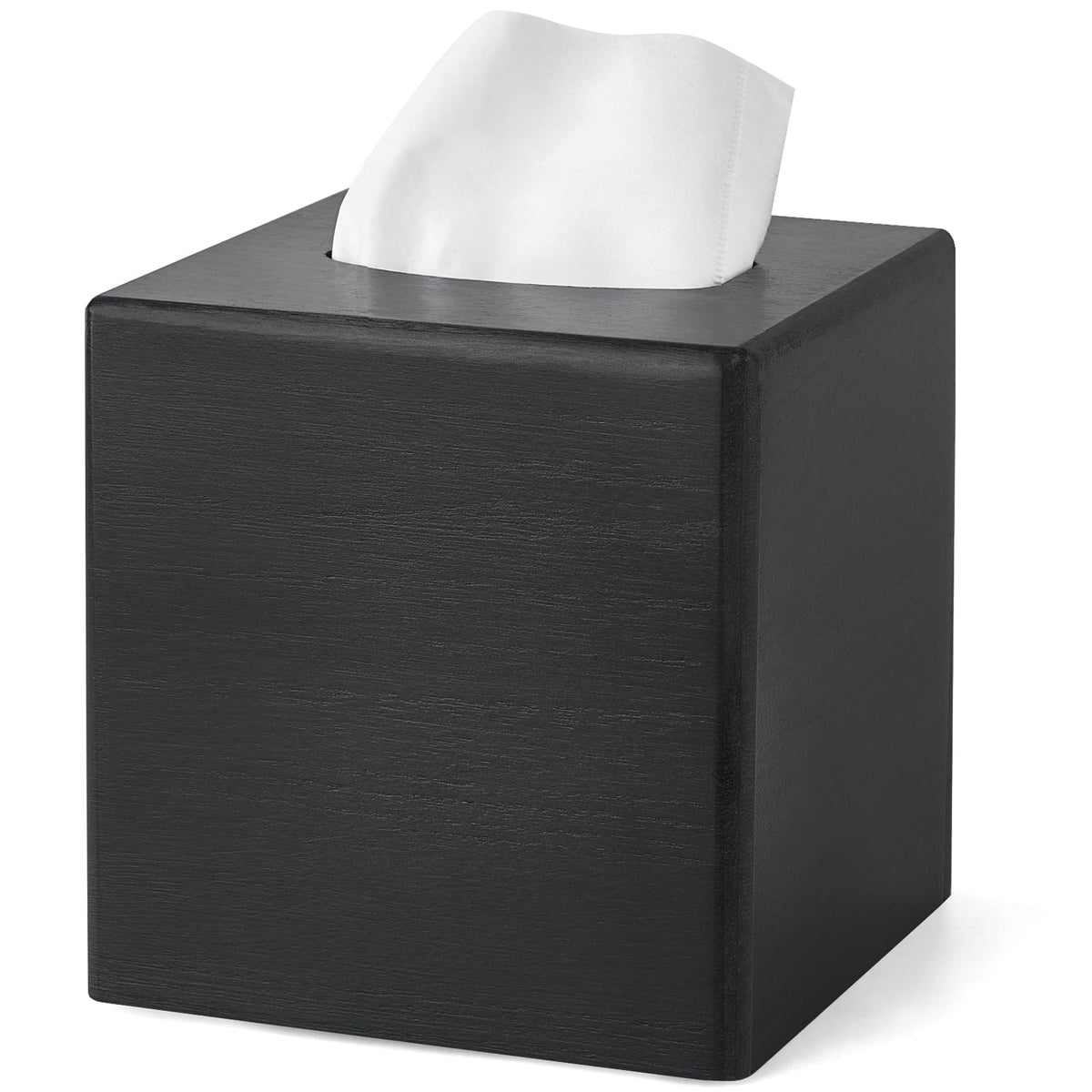 Mkono Tissue Box Cover Square, Rustic Wood Open-Bottom Holder, Dark Brown