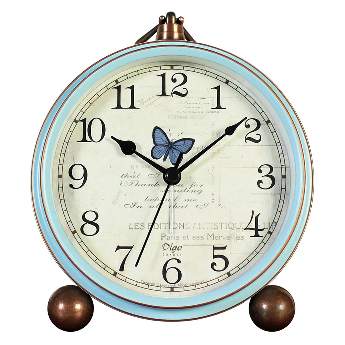 Maxspace 5.2in Desk Clock, Retro Silent Analog Clock Non-Ticking & Battery Operated with Quartz Movement,Clock Decor for Bedroom Living Room