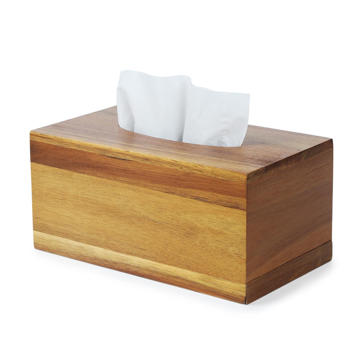 YANGQIHOME Tissue Box Cover Square, Acacia Wood Tissue Holder for Bathroom, Living Room, Dining Table, Decorative Cube Facial Tissue Box Cover, 5.3 x 5.3 x 6.1 inches