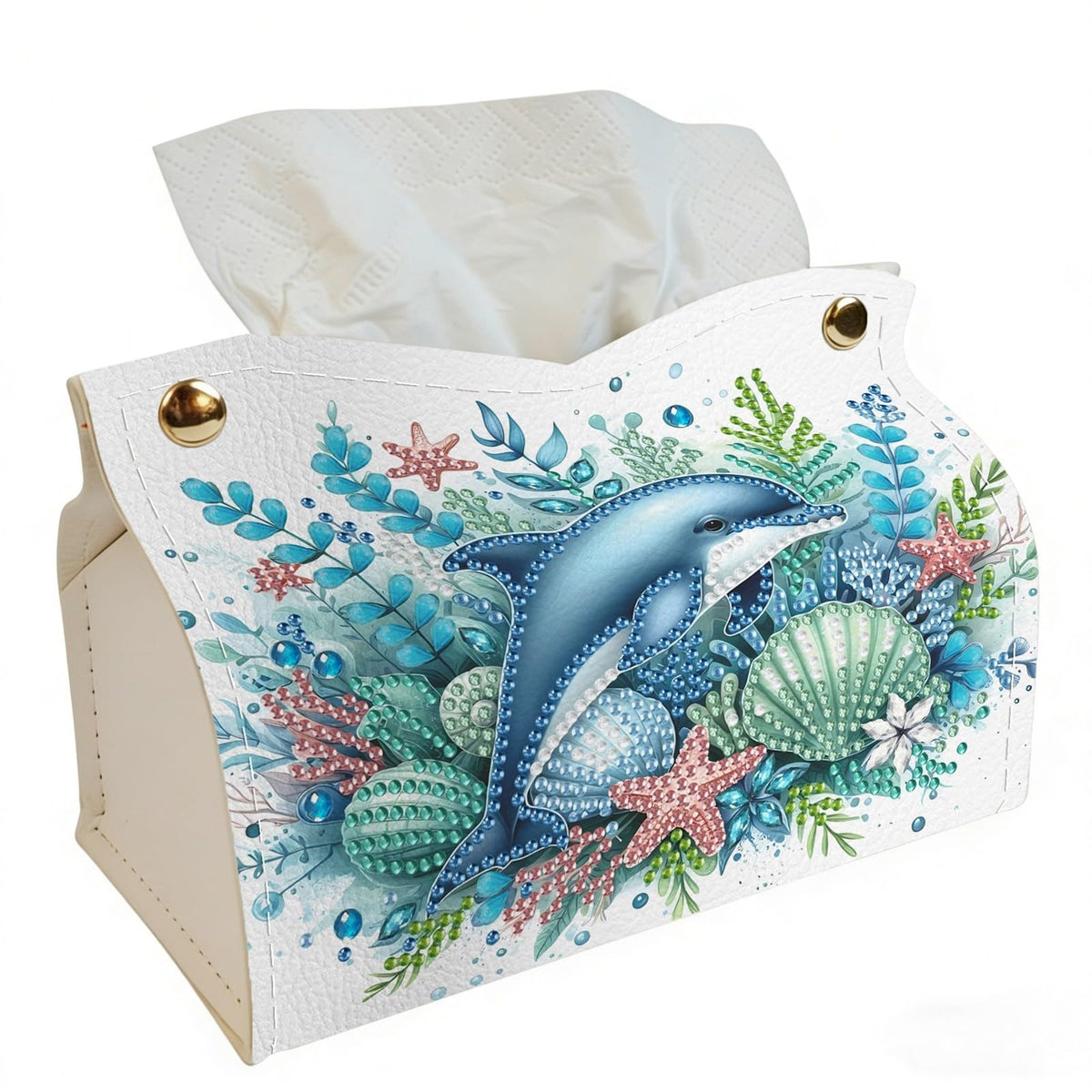 DoxQcs DIY Diamond Art Painting PU Leather Tissue Box Cover Holder