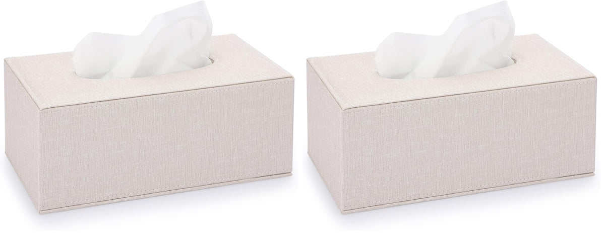 Sumnacon Tissue Box Cover Rectangle Linen Tissue Box Holder，Magnetic Bottom