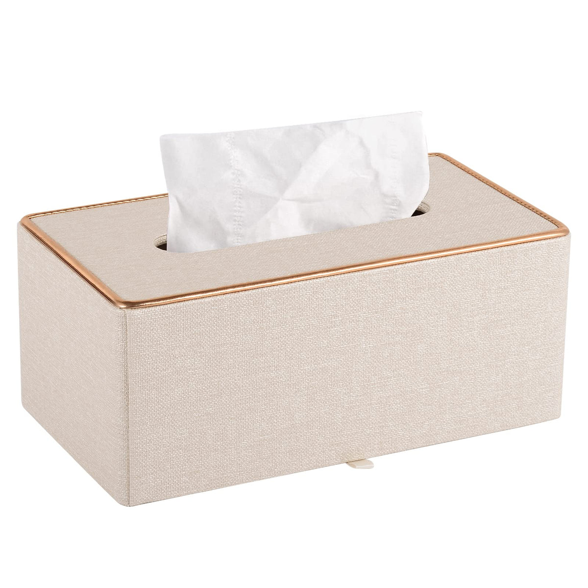 High-end Fashion PU Leather Tissue Box Holder Black with lid, Rectangular Napkin Facial Tissues Holder Dispenser,Home Office Car Tissue Box Cover Decorative Container with Magnetic Bottom (Black)