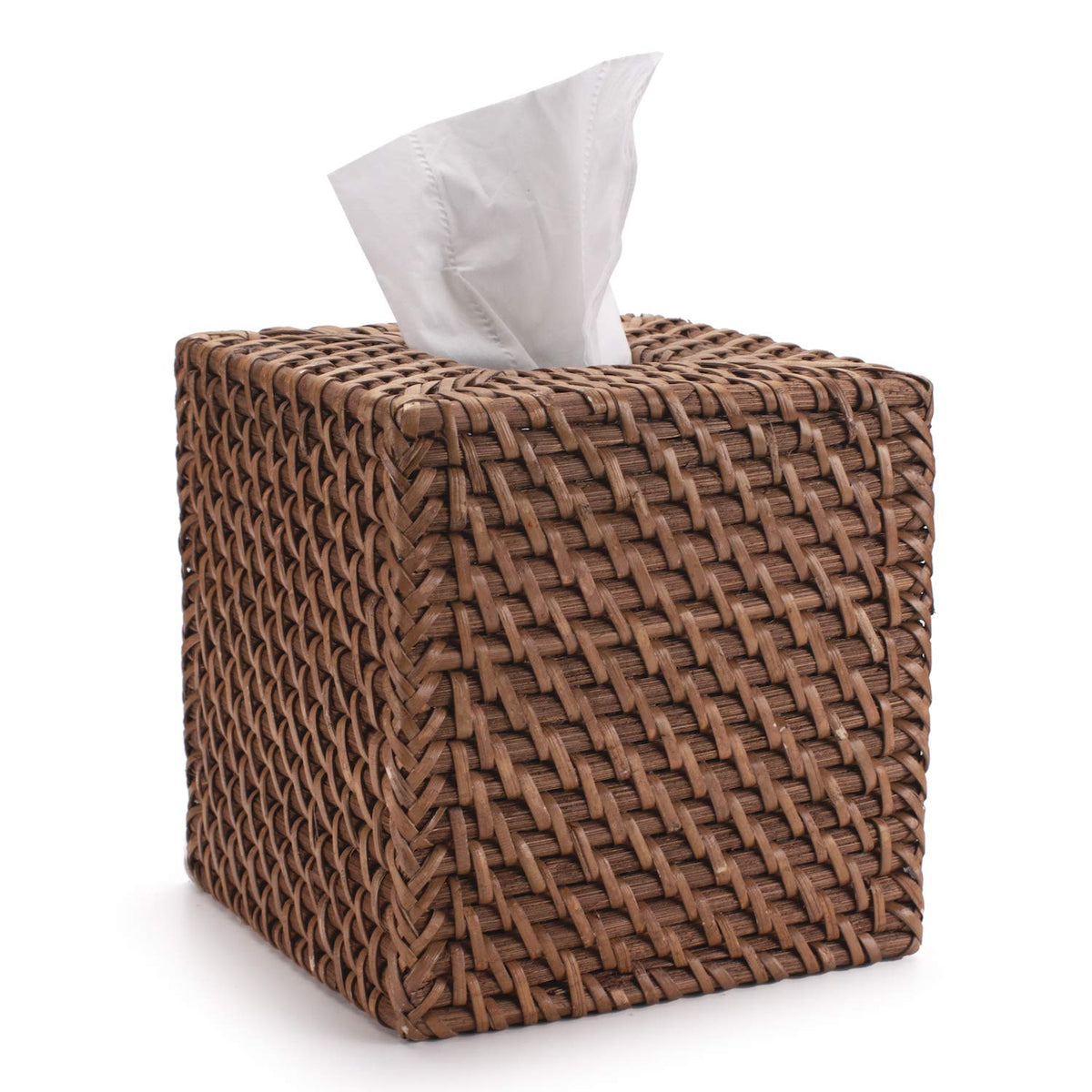 Rattan Tissue Box Cover Natural Woven Facial Napkin Holder Square (Natural, 5.5x5.5x5.9 Inch)