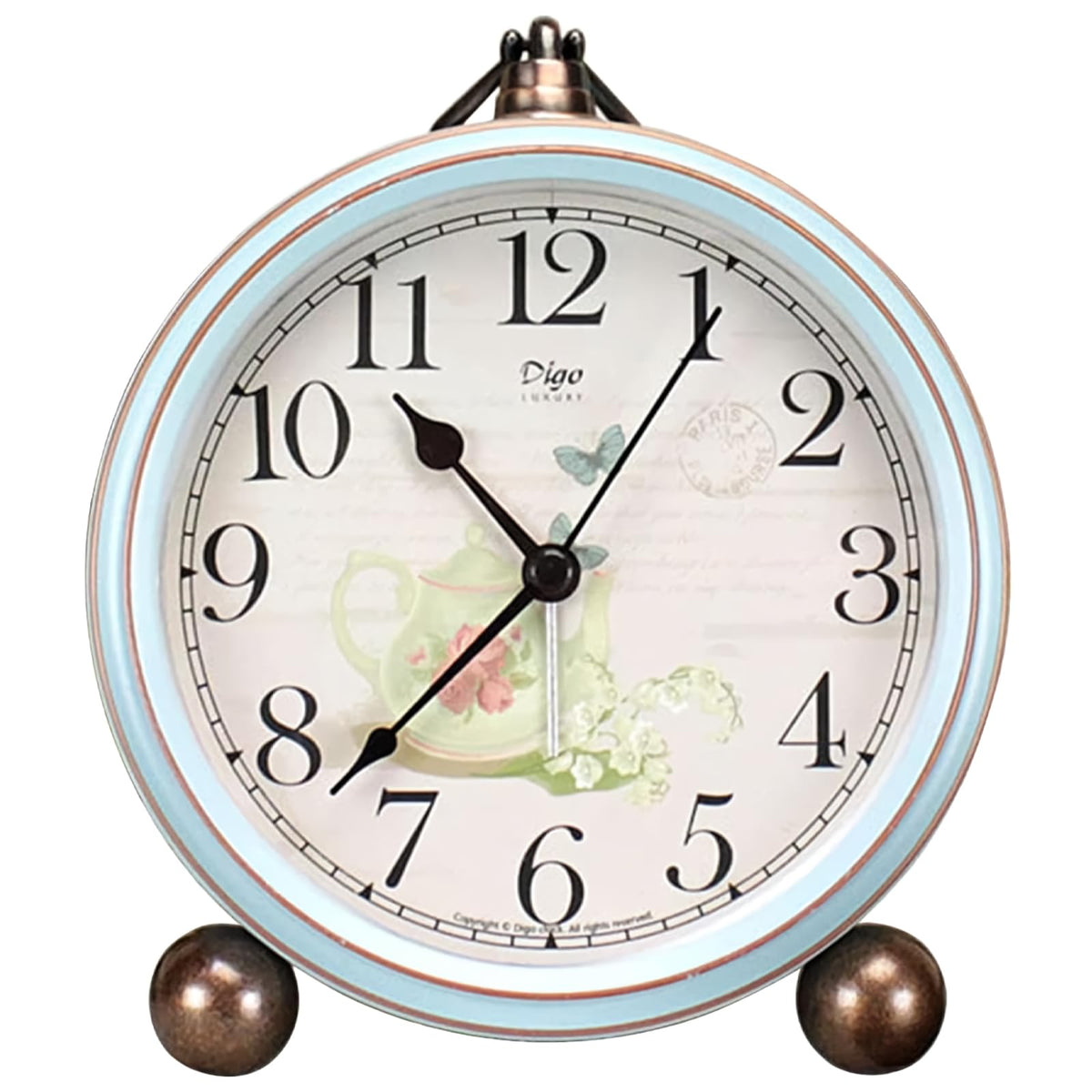Maxspace 5.2in Desk Clock, Retro Silent Analog Clock Non-Ticking & Battery Operated with Quartz Movement,Clock Decor for Bedroom Living Room