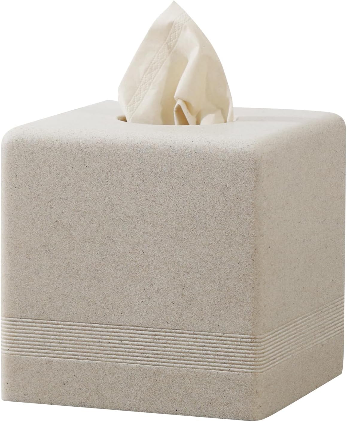 Tissue Box Cover Square, Sandstone Look Facial Tissue Holder,Beige