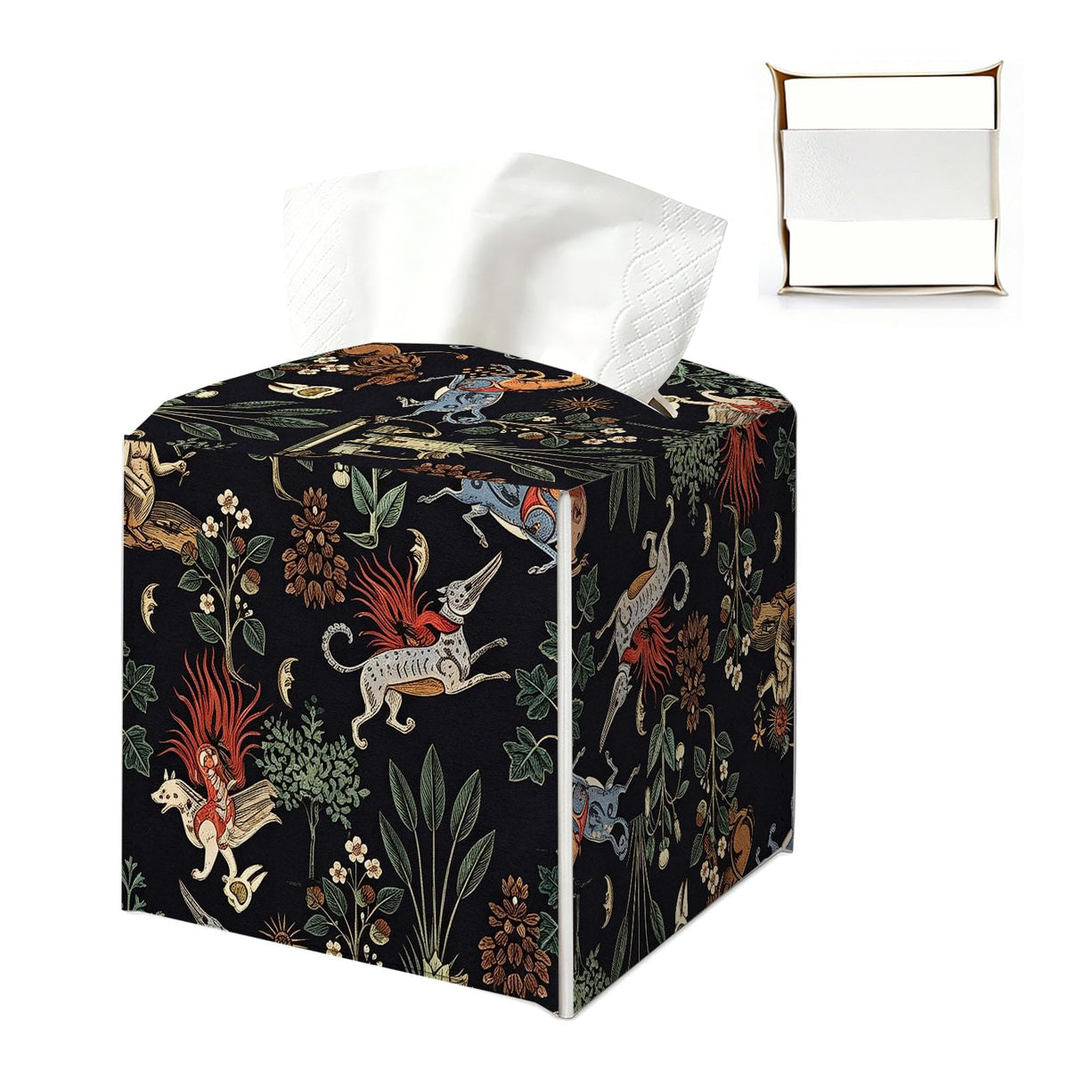 Coastal Tissue Box Cover Square, Blue Beach Tissue Box Holder Cube