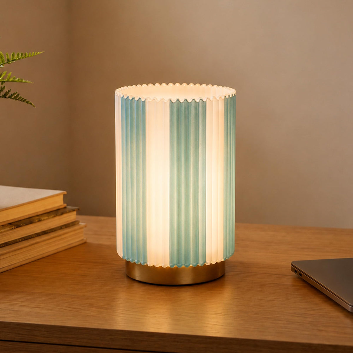 Battery Operated Lamp, Glass Cordless Table Lamp with Timer