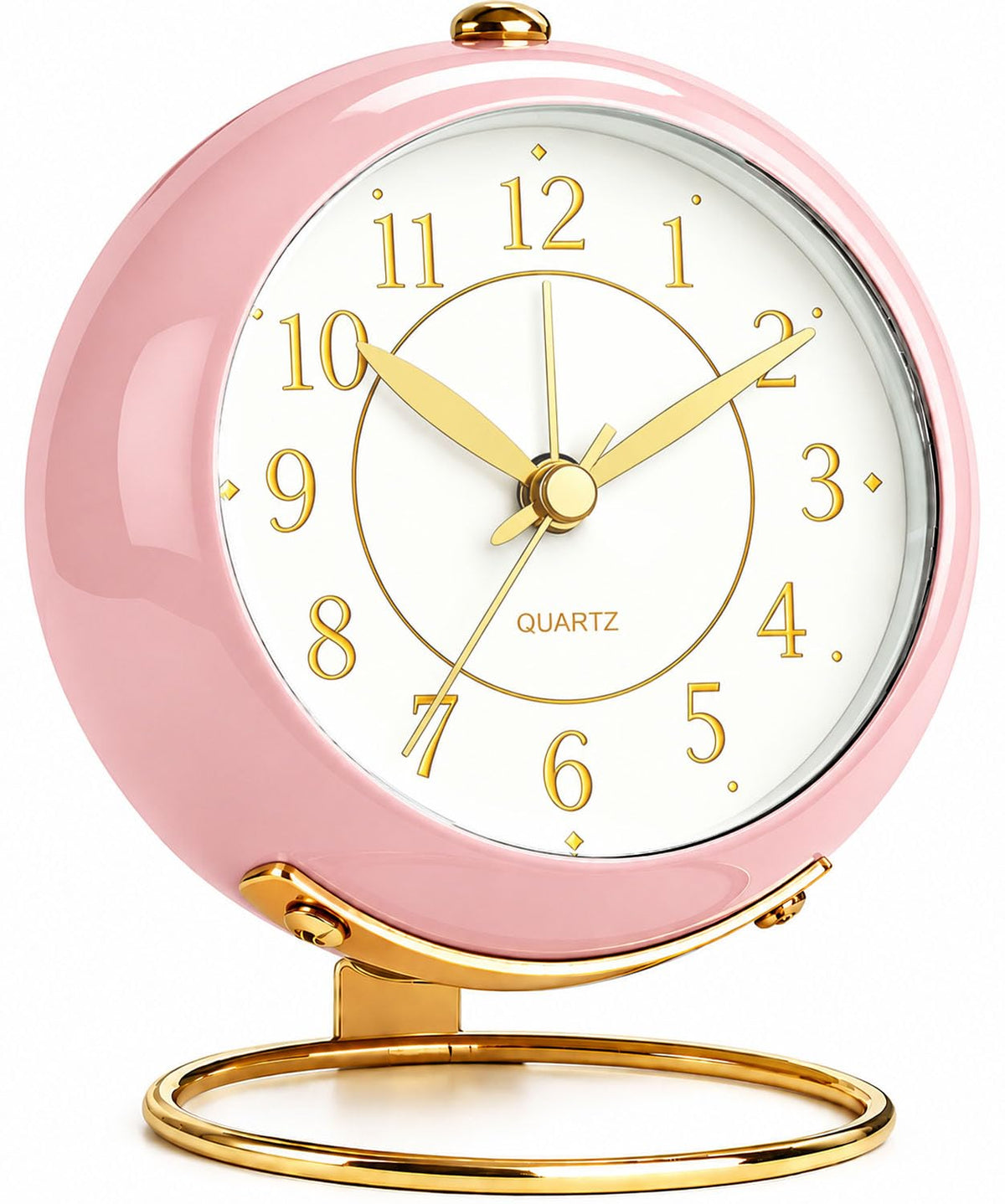 Analog Alarm Clock, Retro Small Desk Clock with Night Light, Backlight Cute Simple Design, Silent Non-Ticking, Battery Powered, for Bedroom,Travel,Kitchen,Bedside Desktop Decor